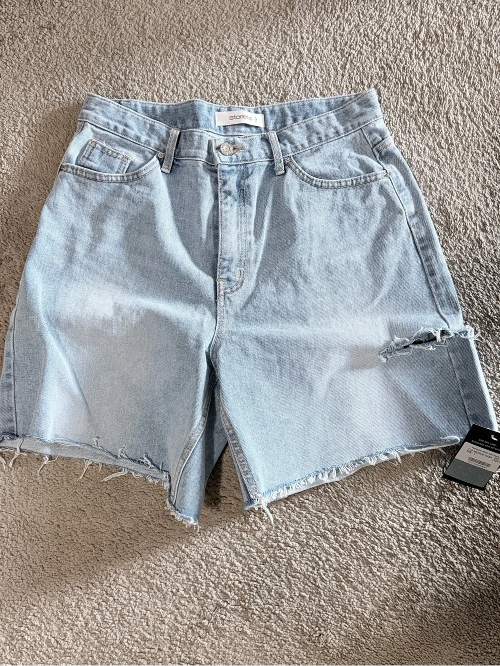 Storets Long Denim Cutoff Shorts - Light Blue